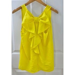 Women’s Boutique Yellow Lightweight Flowy Loose Blouse w/ Bow Ruffle Back Detail